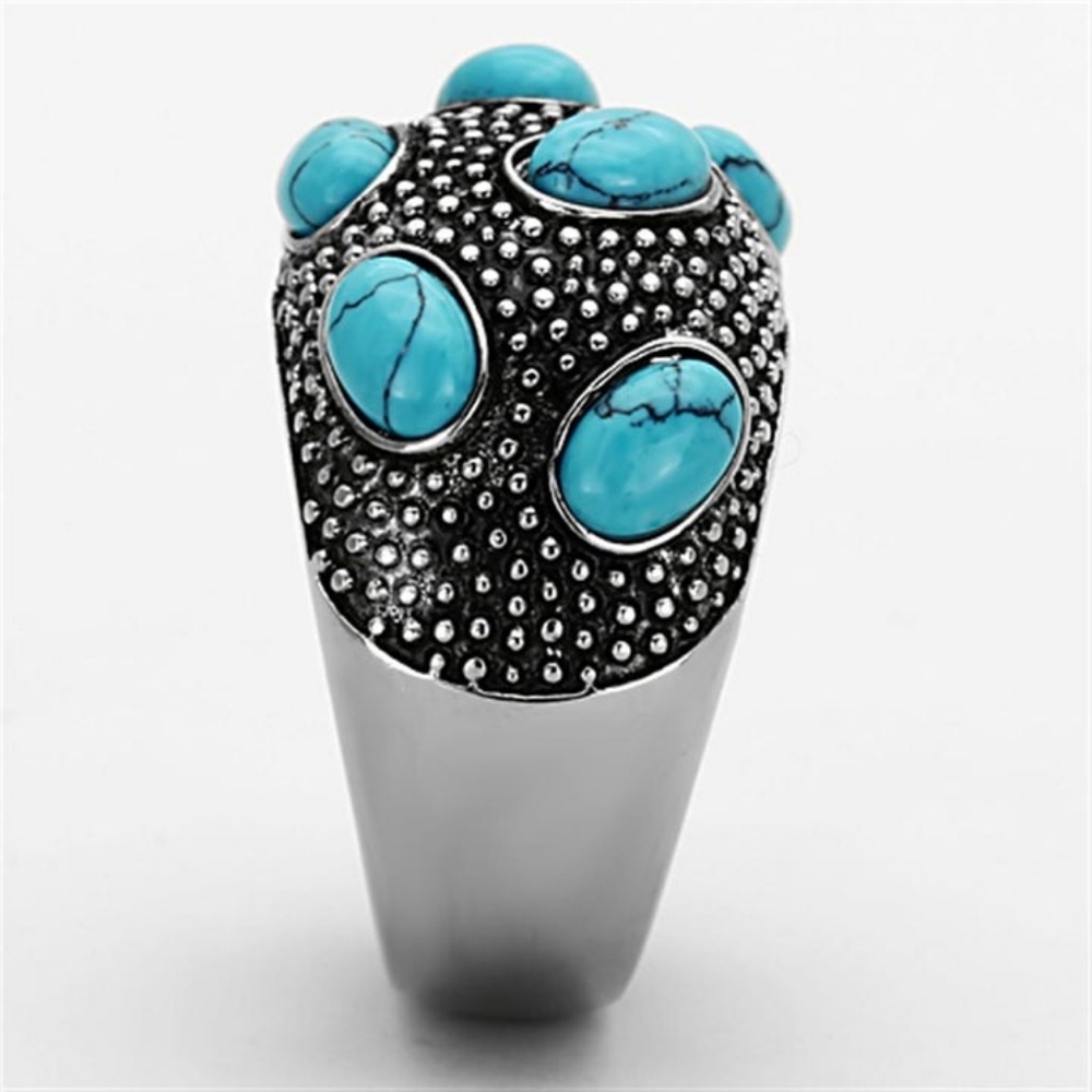 Turquoise And Silver Statement Ring - image 5